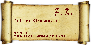 Pilnay Klemencia névjegykártya